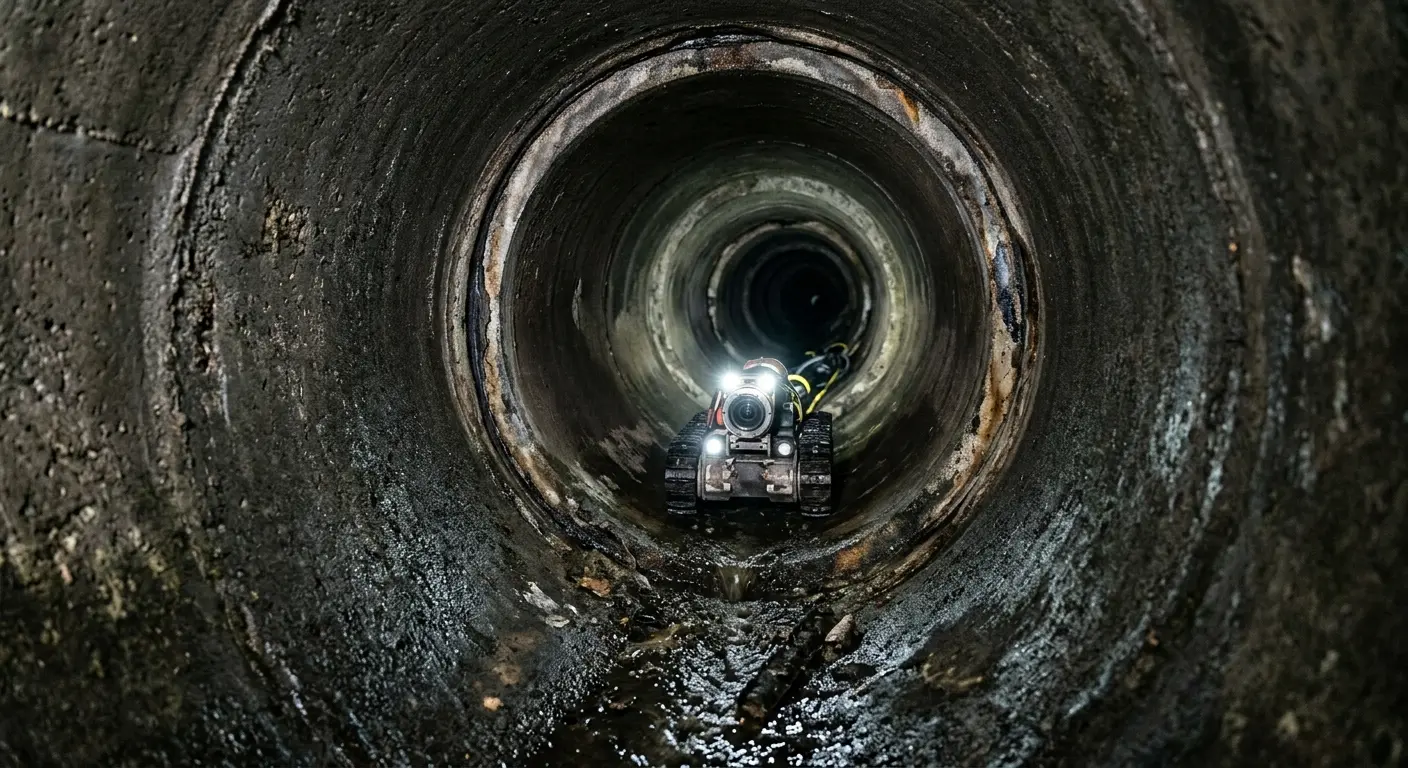 Robotic sewer camera inspecting pipe interior for Sewer Line Repair in Columbia
